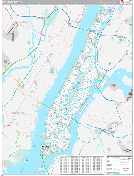 New York County, NY Zip Code Map